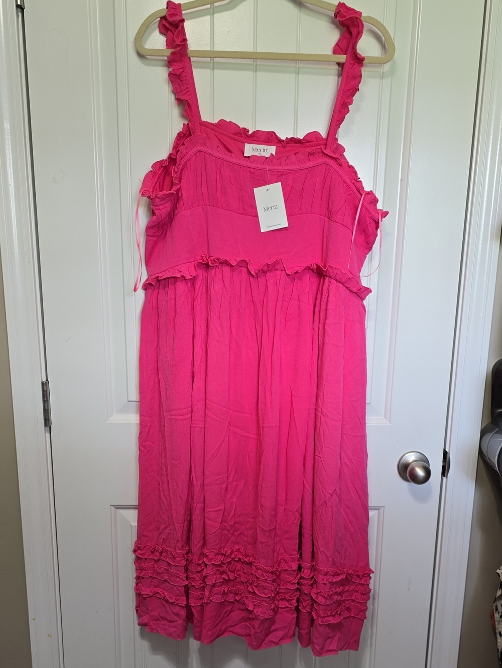 Merrit Hot Pink Ruffle-Trim Casual Sundress